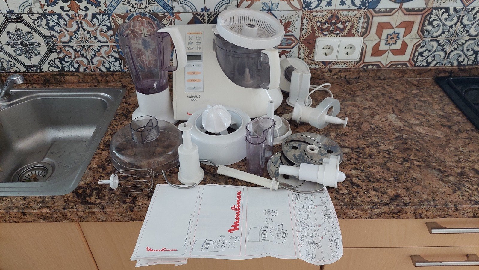 Moulinex Genius 1000 Keukenmachine - Compleet & Goed, 2 tot 3 liter, Ophalen, Gebruikt, 3 snelheden of meer