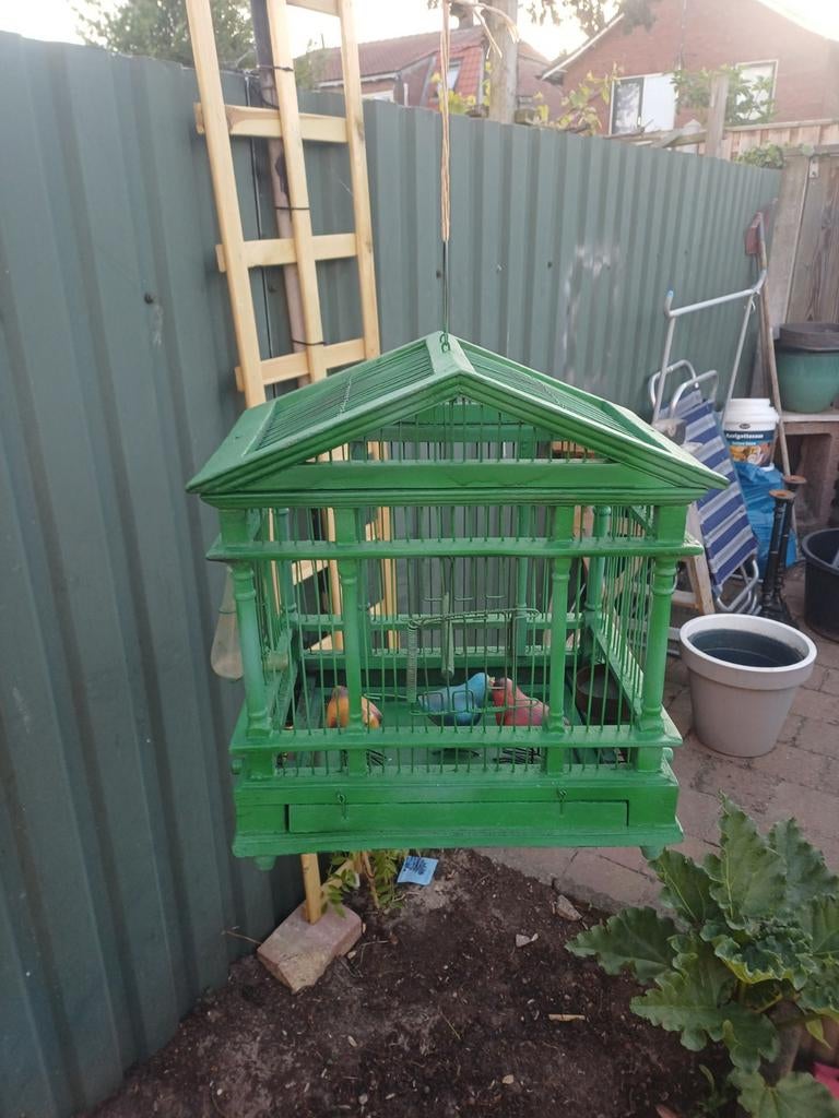 Vintage  victorian houten/ metaal vogel kooitje, Ophalen of Verzenden, Hout, Vogelkooi