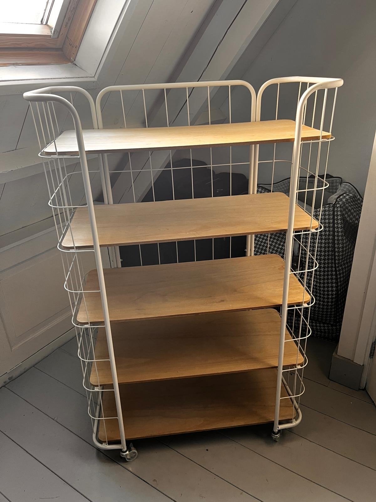 Verrijdbaar rek met houten planken, Ophalen of Verzenden, Gebruikt