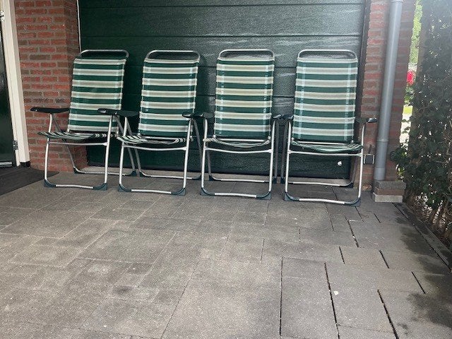 4 lichte verstelbare aluminium Crespo stoelen + 1voetensteun, Ophalen of Verzenden, Campingstoel