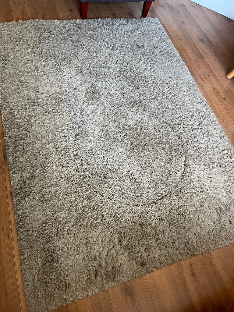 Hoogpolig vloerkleed taupe, Huis en Inrichting, Ophalen, Gebruikt, Beige, 150 tot 200 cm