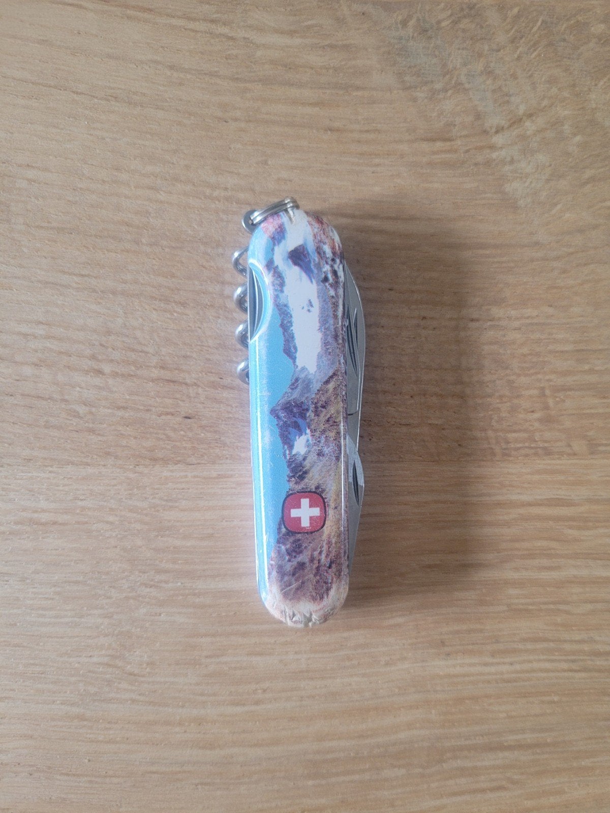 Zwitsers zakmes met Ciba-logo en berglandschap, Antiek en Kunst, Ophalen of Verzenden
