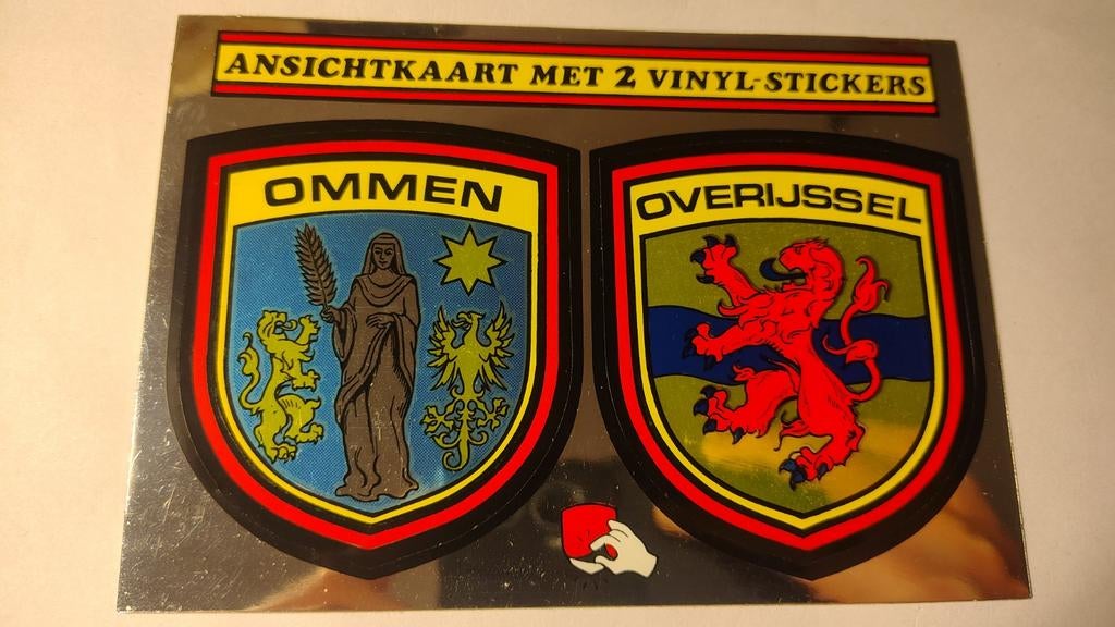 Ommen ANSICHTKAART MET 2 VINYL-STICKERS OVERIJSSEL, Ophalen of Verzenden
