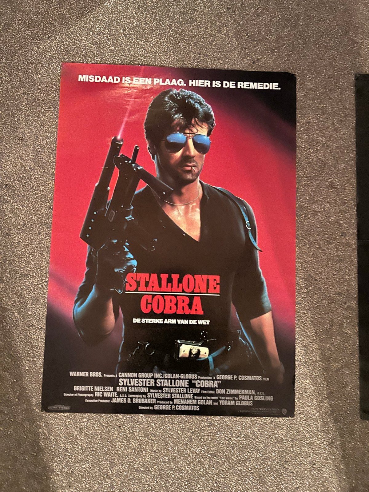 Originele Cobra film poster met Sylvester Stallone, Ophalen of Verzenden, A1 t/m A3, Film en Tv, Rechthoekig Staand
