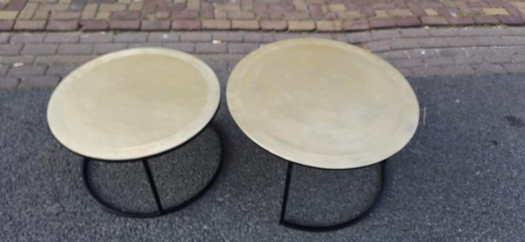 Salontafels metaal. Nette staat. Teab, Huis en Inrichting, Tafels | Salontafels, Ophalen, 50 tot 100 cm, Rond, 50 tot 100 cm