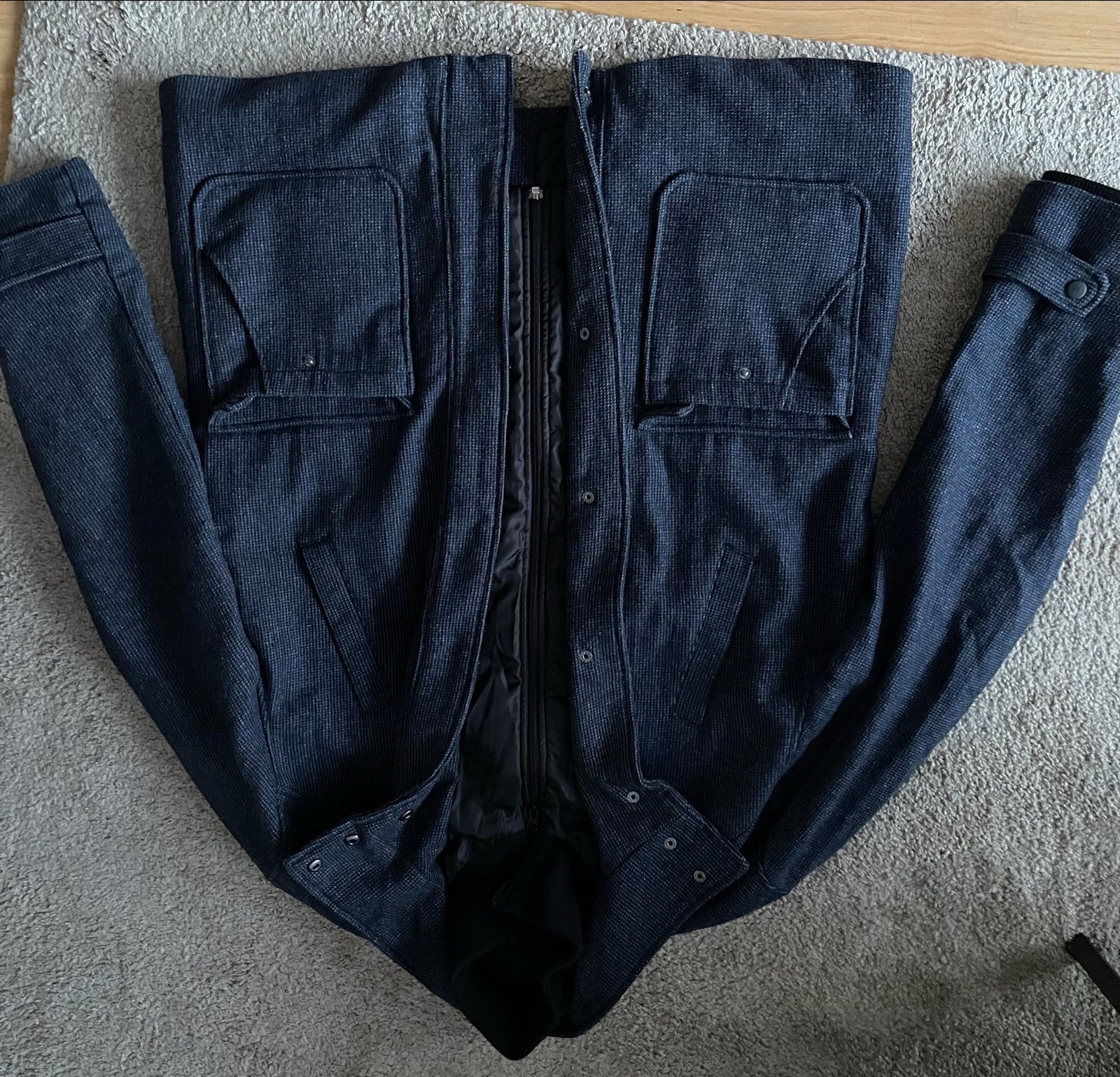 Stijlvolle donkerblauwe herenjas - Maat L, Ophalen of Verzenden, Zo goed als nieuw, Maat 52/54 (L), Blauw