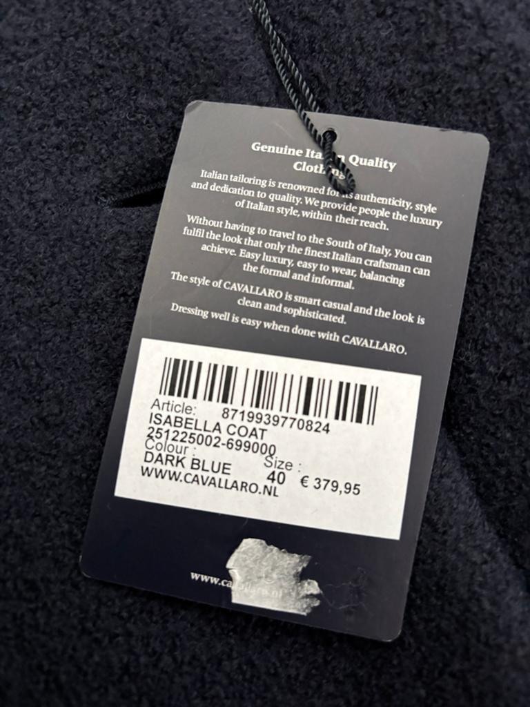 Cavallaro Isabella Coat - Donkerblauw - Maat 40, Ophalen, Nieuw, Maat 38/40 (M), Blauw