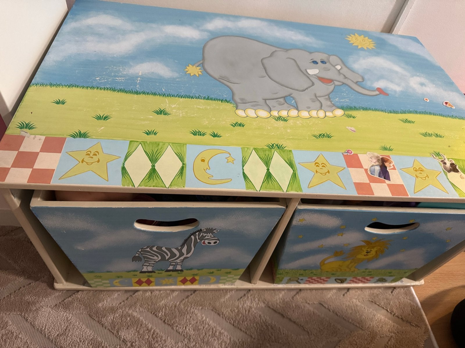 Leuke speelgoedkast met dierenprint voor kinderkamer, Ophalen of Verzenden, Gebruikt, Kast