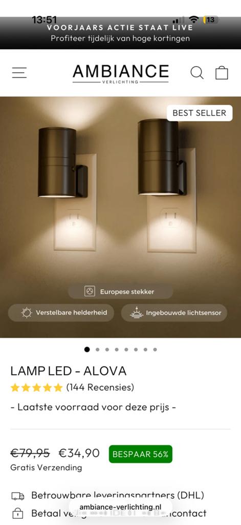 Stekkerlamp 4x, Ophalen of Verzenden, Nieuw