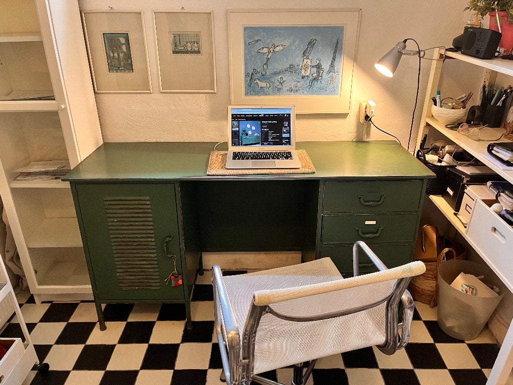 Vintage Rootsmann stalen Industrieel Bureau, Ophalen, Gebruikt