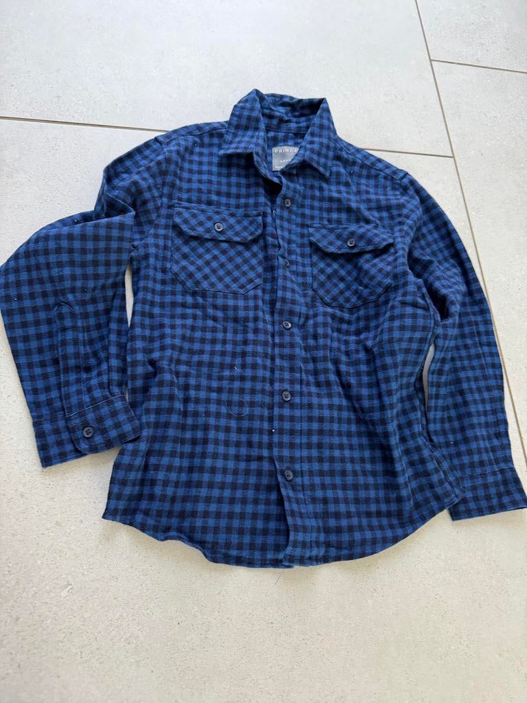 Primark Geruit Overhemd Blauw Zwart - Maat 116 (5-6 jaar), Ophalen of Verzenden, Gebruikt, Jongen of Meisje