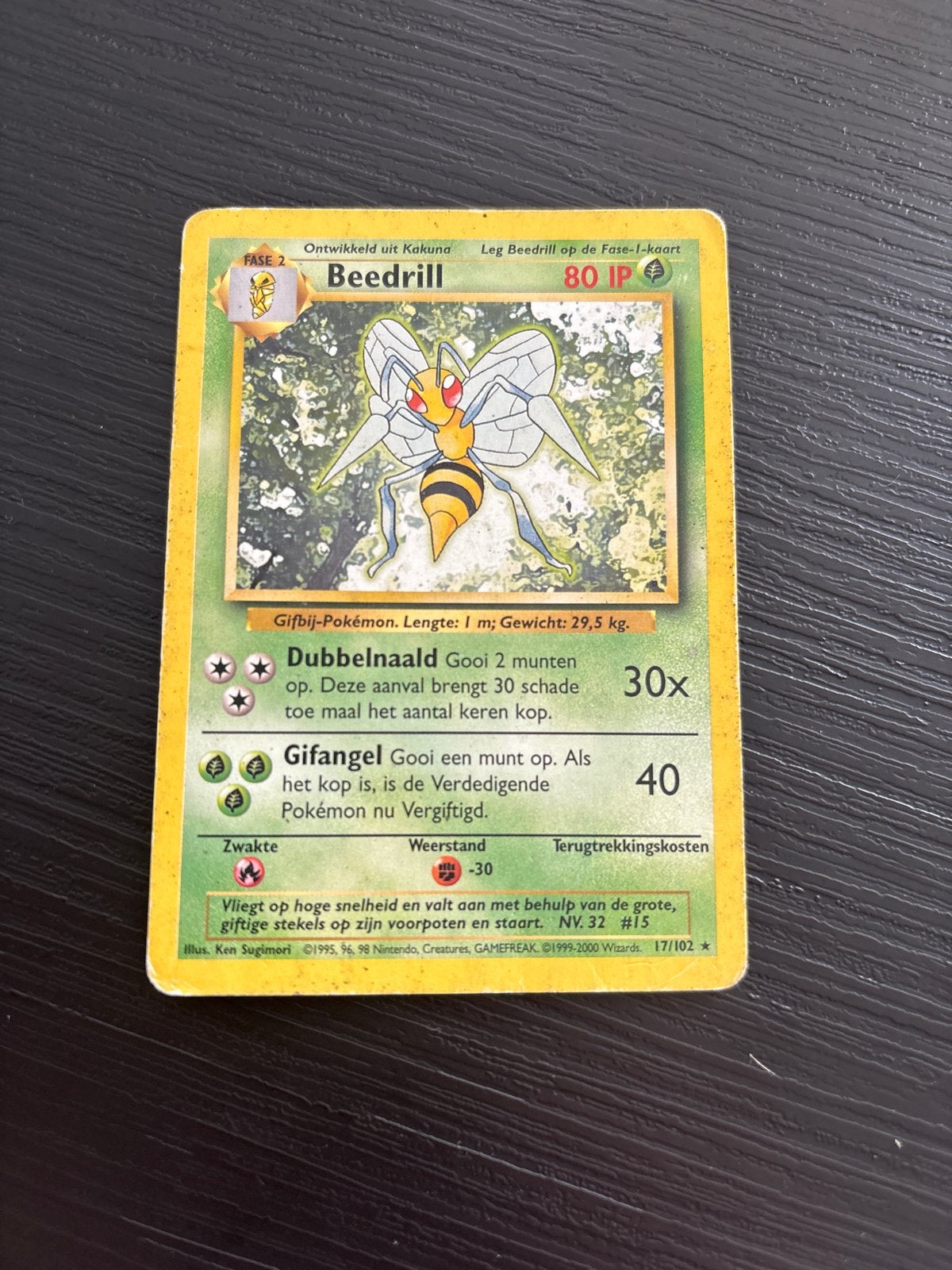 Beedrill Pokémon kaart (17/102) - Base Set, Ophalen of Verzenden, Gebruikt, Losse kaart