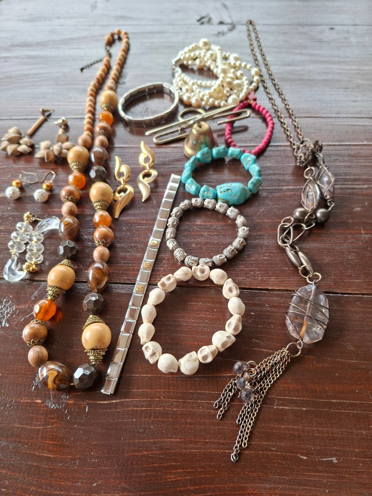 Diverse sieraden collectie: kettingen, armbanden, oorbellen, Ophalen of Verzenden, Overige materialen, Ketting, Met edelsteen