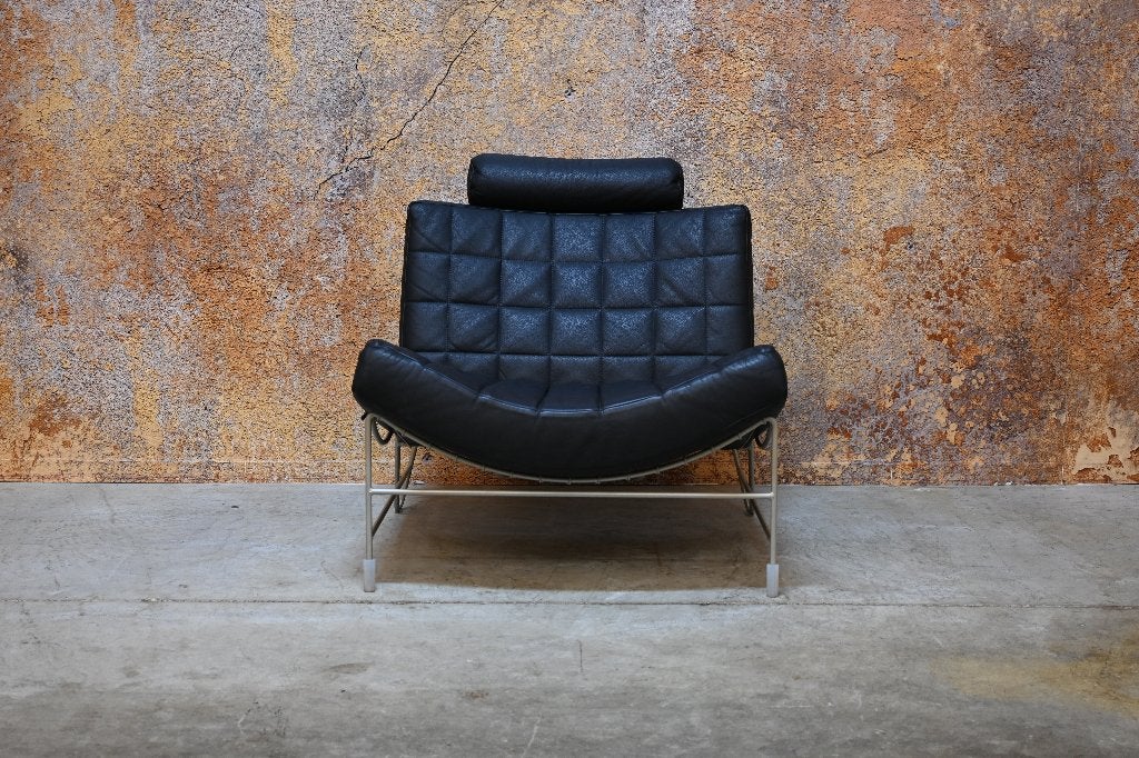 ZGANieuw zwarte leren Leolux Volare design fauteuil, Leolux, Leolux, 75 tot 100 cm, Ophalen of Verzenden