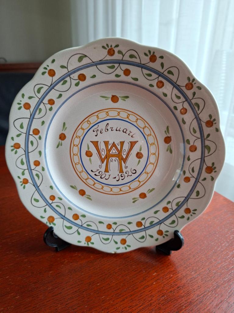 Bord Wilhelmina-Hendrik. T.g.v. 25 jarig huwelijk. 1926., Verzamelen, Koninklijk Huis en Royalty, Ophalen of Verzenden, Gebruikt