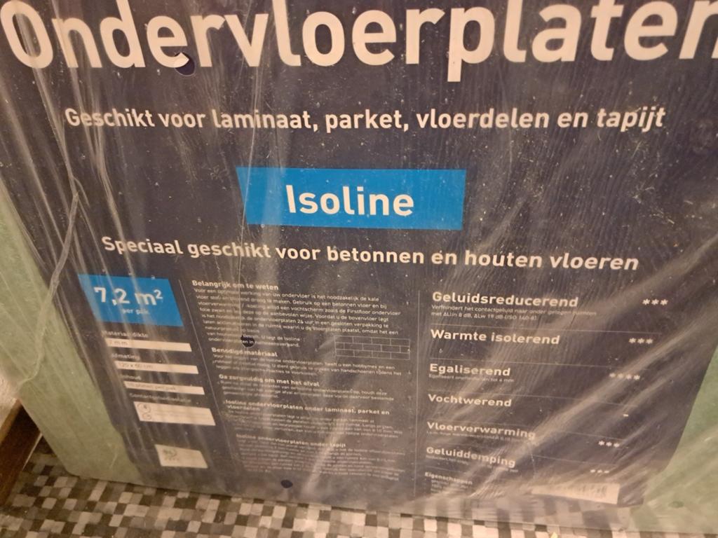 Ondervloerplaten Isoline - 7.3m² + 4 losse platen, Huis en Inrichting, Stoffering | Vloerbedekking, Ophalen, Nieuw, Minder dan 10 m²