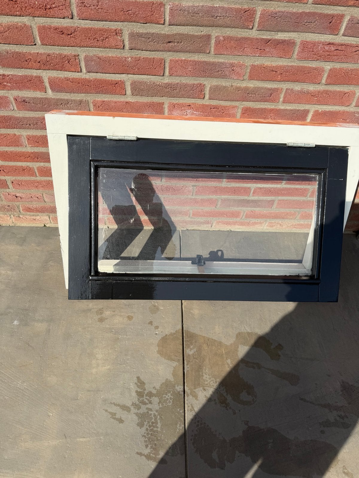 Hardhouten kozijn met kipraam - 90x55,5 cm, Gevelraam of Ruit, Gebruikt, Minder dan 80 cm, 80 tot 120 cm