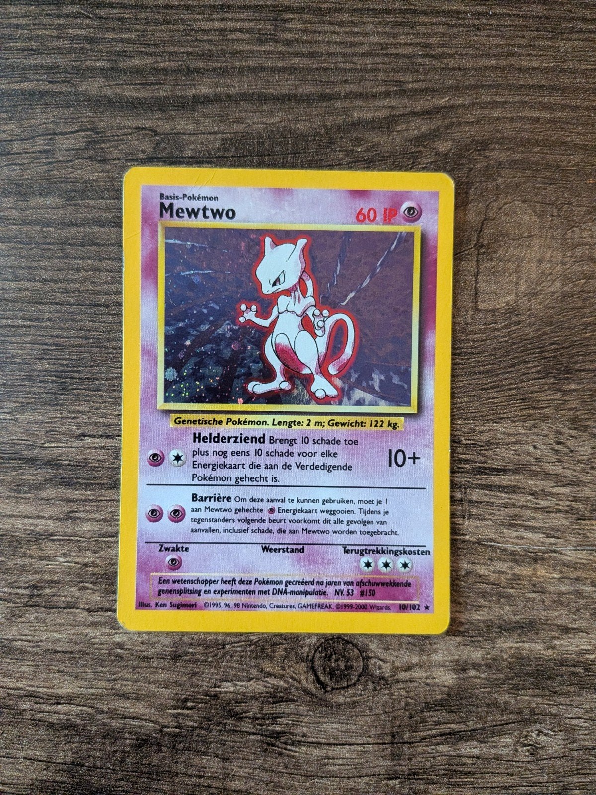 Pokemon Mewtwo Base Set Nederlands/Dutch 10/102, Hobby en Vrije tijd, Verzamelkaartspellen | Pokémon, Verzenden, Gebruikt, Losse kaart