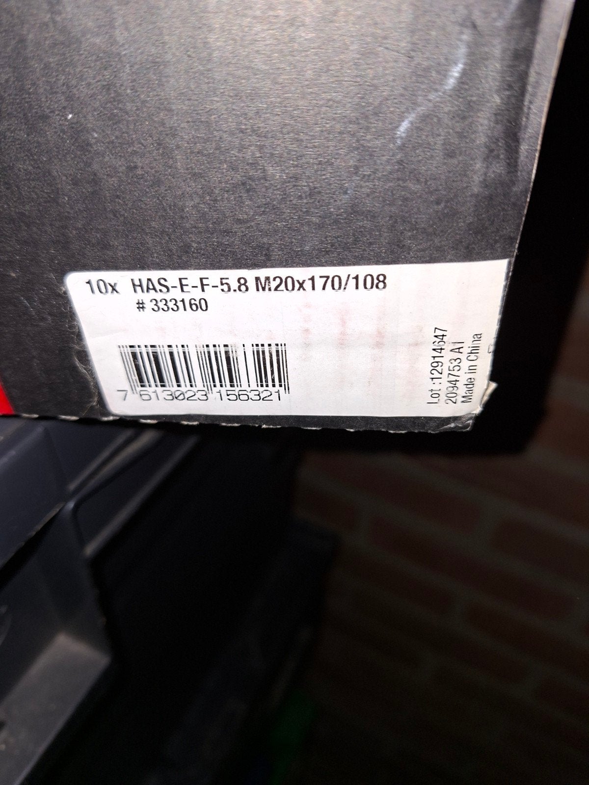 Hilti HAS-E-F-5.8 M20x170/108 Ankerstangen (10 stuks), Ophalen of Verzenden, Nieuw, 100 tot 250 mm, Bouten of Moeren