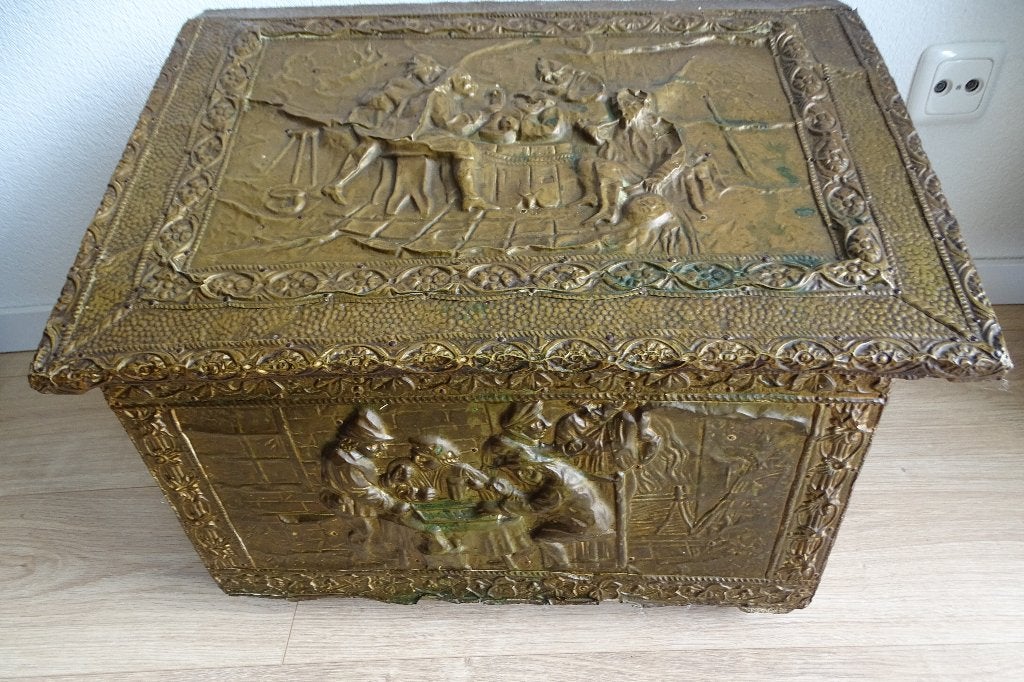 Kolen/hout bak, koper beslag, Antiek en Kunst, Ophalen