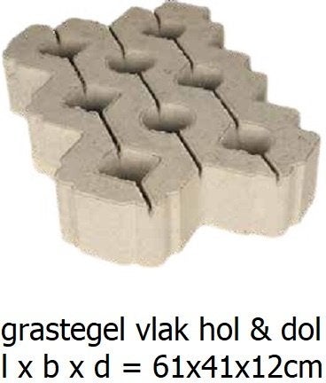Grastegel 41x61x12cm beton, vlak of met reliëf, 1 rechte zij, Waalbandijk 155    6651KD  Druten, Verzenden, Excluton BV, Overige typen
