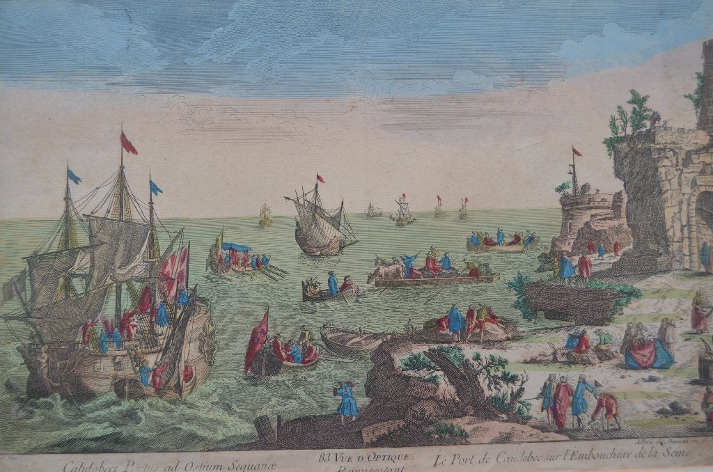 Parijse Opticaprent 18e eeuws., Dagelijks leven, Ophalen of Verzenden, Gravure, Met tekst