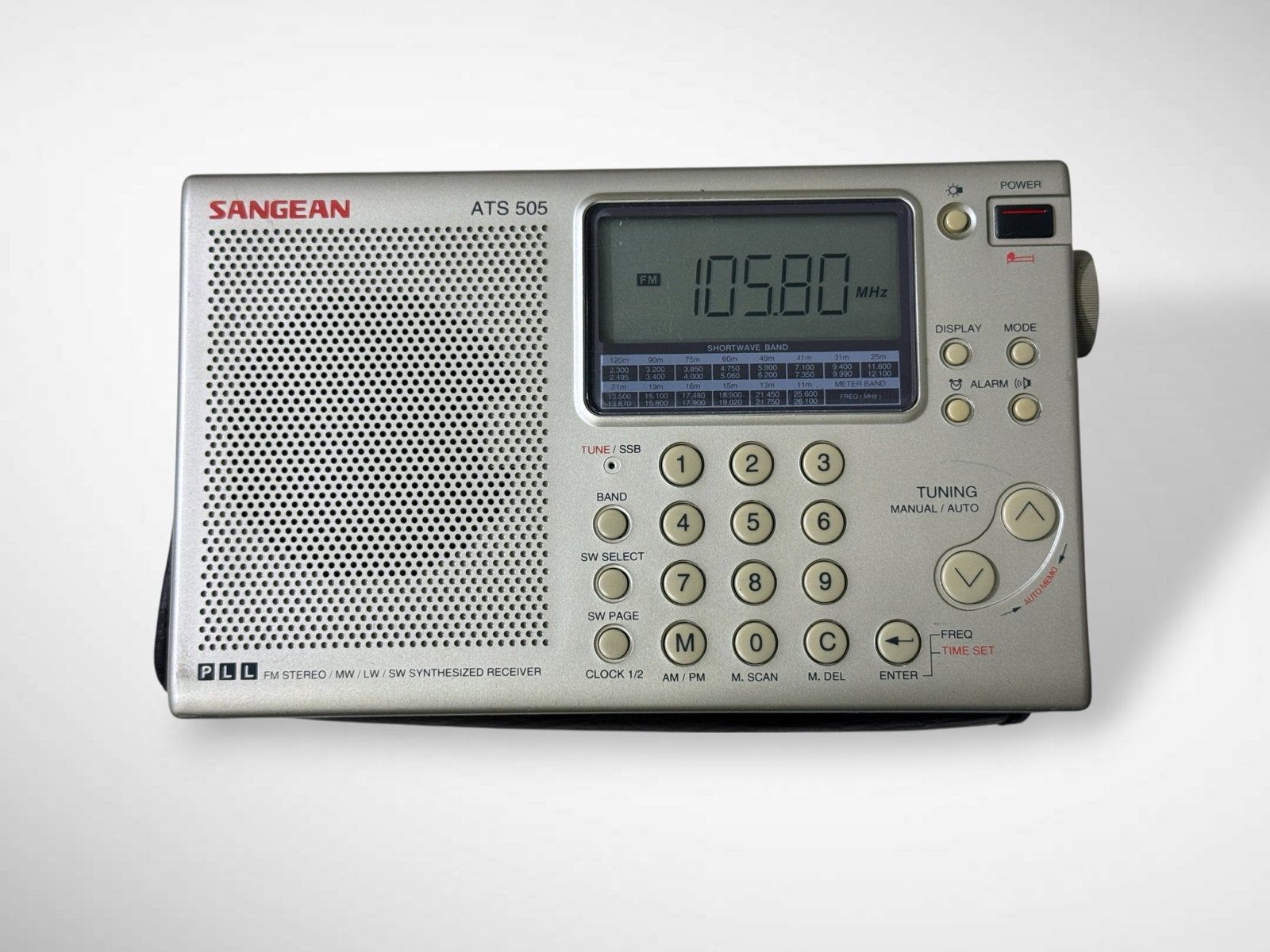 Sangean ATS 505 Wereldontvanger met originele leren hoes