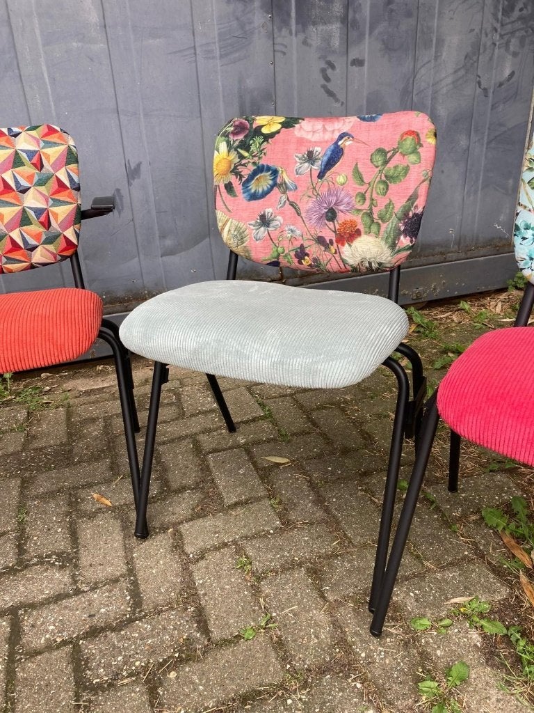 schoolstoel vintage eetkamerstoel met stof naar wens, Huis en Inrichting, Stoelen, Overige kleuren, Verzenden, Nieuw, Stof