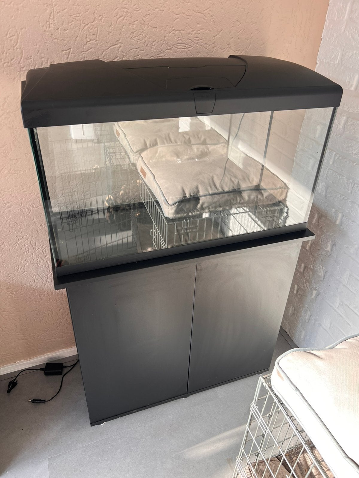 Aquarium met kast, Ophalen, Inclusief toebehoren, Zo goed als nieuw, Leeg aquarium