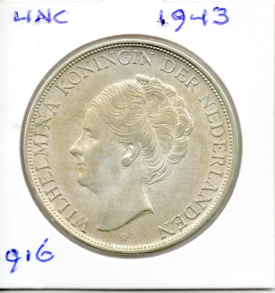 WILHELMINA RIJKSDAALDER 1943 ZILVER U.N.C., Postzegels en Munten, Munten | Nederland, Zilver, Ophalen of Verzenden, Koningin Wilhelmina