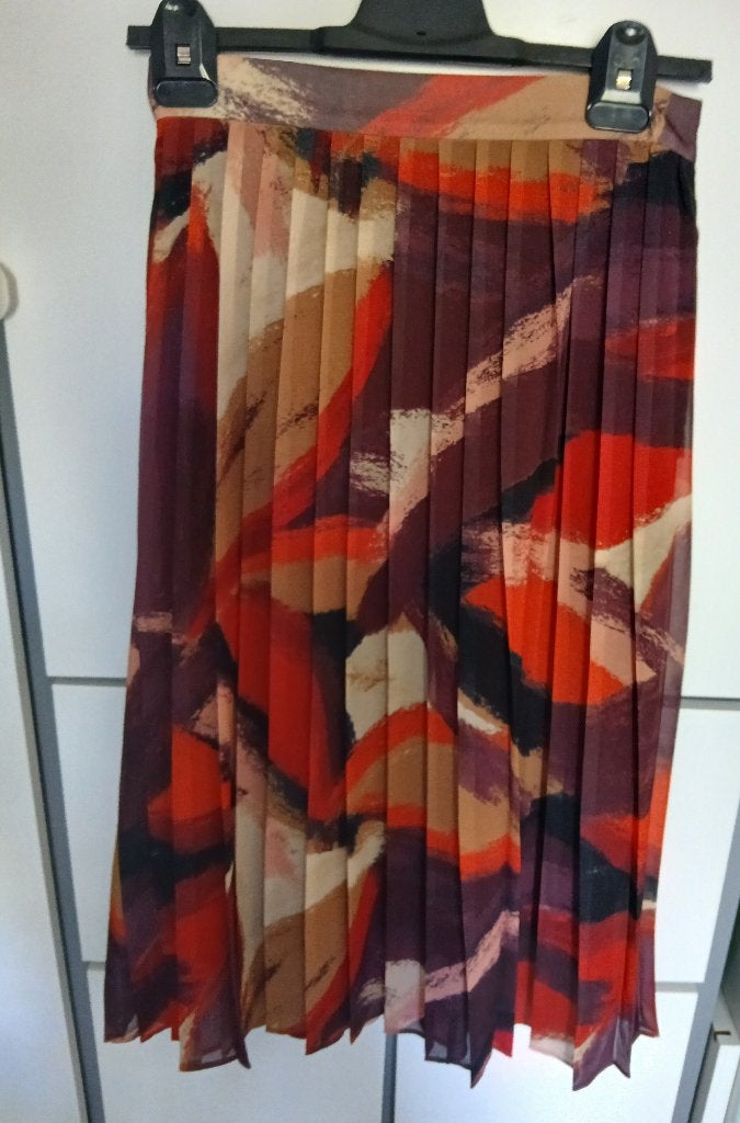 Sandwich plooirok met abstracte print - Maat 34, Meerkleurig, Ophalen of Verzenden, Zo goed als nieuw, Maat 34 (XS) of kleiner