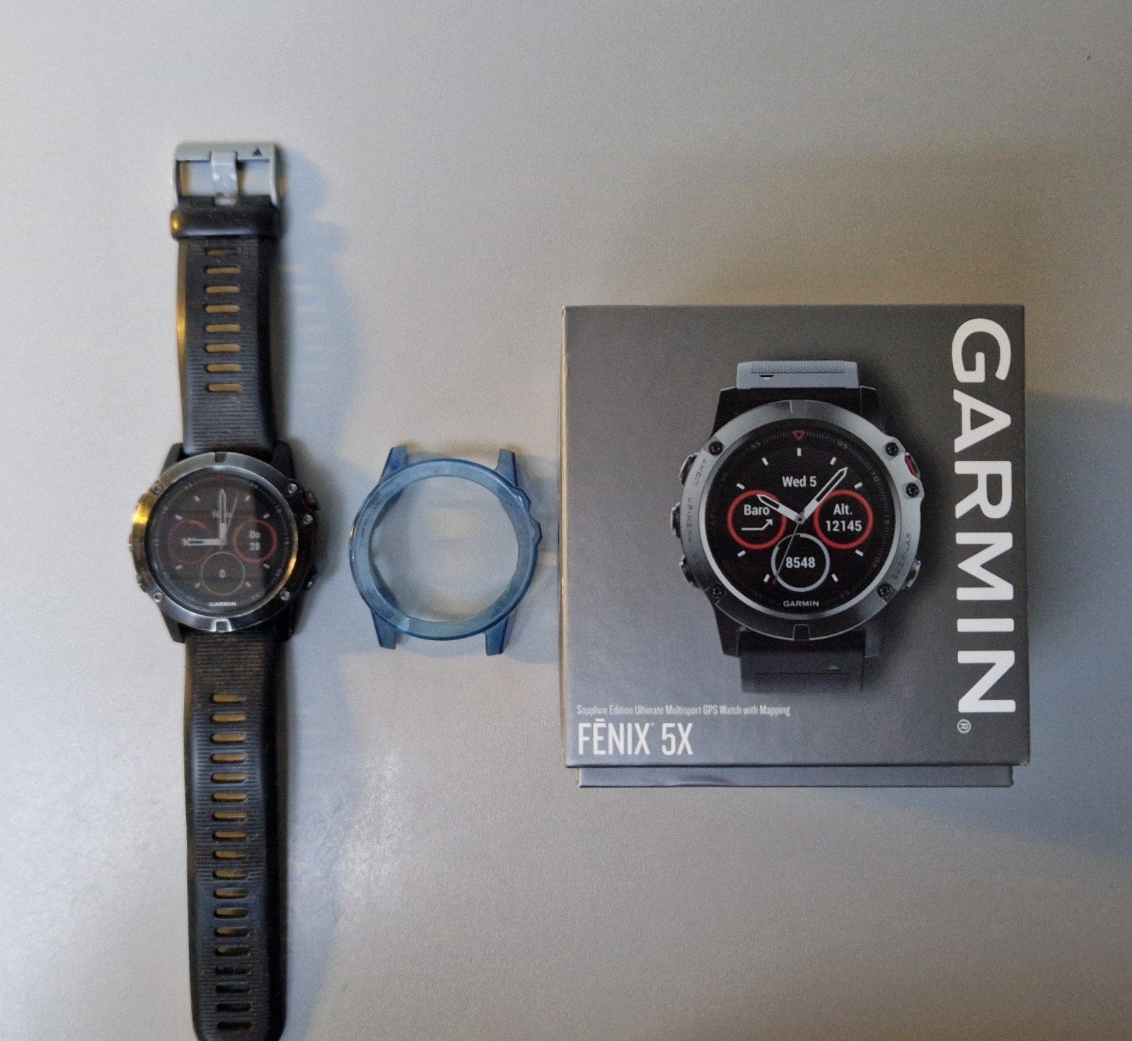 Garmin Fenix 5X Sapphire Edition - Slate Gray, Sieraden, Tassen en Uiterlijk, Sporthorloges, Ophalen, Gebruikt, Garmin, Waterdicht