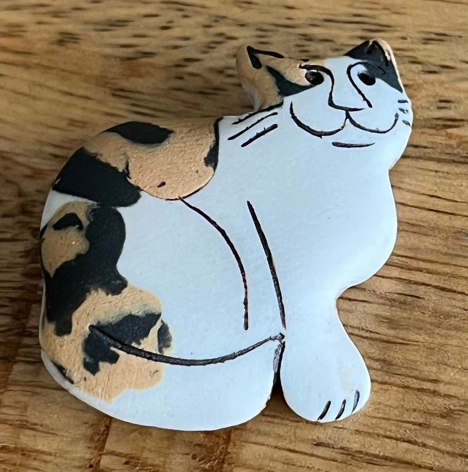 Broche keramiek poes lapjeskat 3 cm breed, Ophalen of Verzenden, Zo goed als nieuw