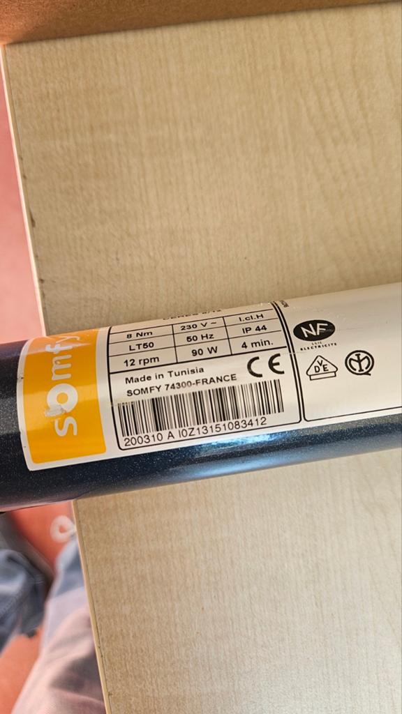 Prima somfy motor, Gebruikt, Minder dan 100 cm, Wit, Ophalen of Verzenden