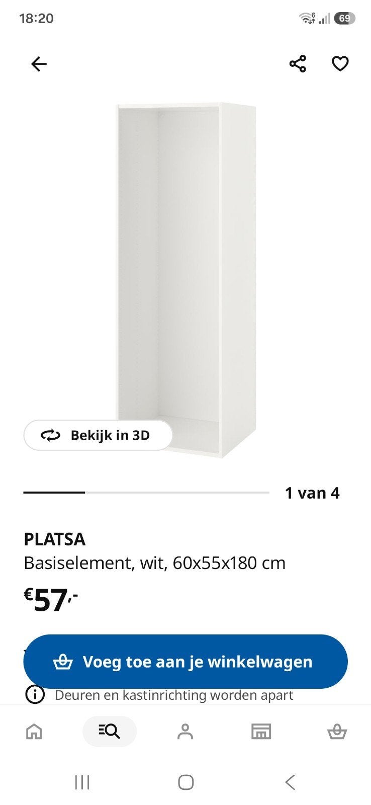 ikea platsa kast wit 180 hoog 7 planken, Ophalen, Gebruikt, 50 tot 100 cm, 150 tot 200 cm