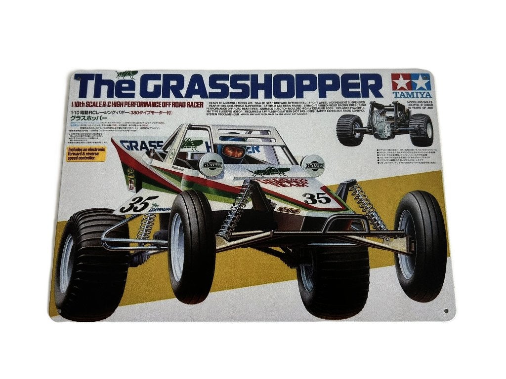 Tamiya Boxart metalen bord 20x30cm Grasshopper nieuw, Ophalen of Verzenden, Nieuw, Overige schalen, Onderdeel
