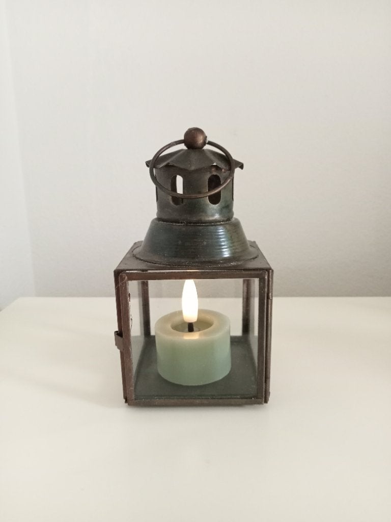 Mini lantaarn windlichtje vierkant bronskleur Ib Laursen, Meerkleurig, Overige merken, Ophalen of Verzenden, Zo goed als nieuw
