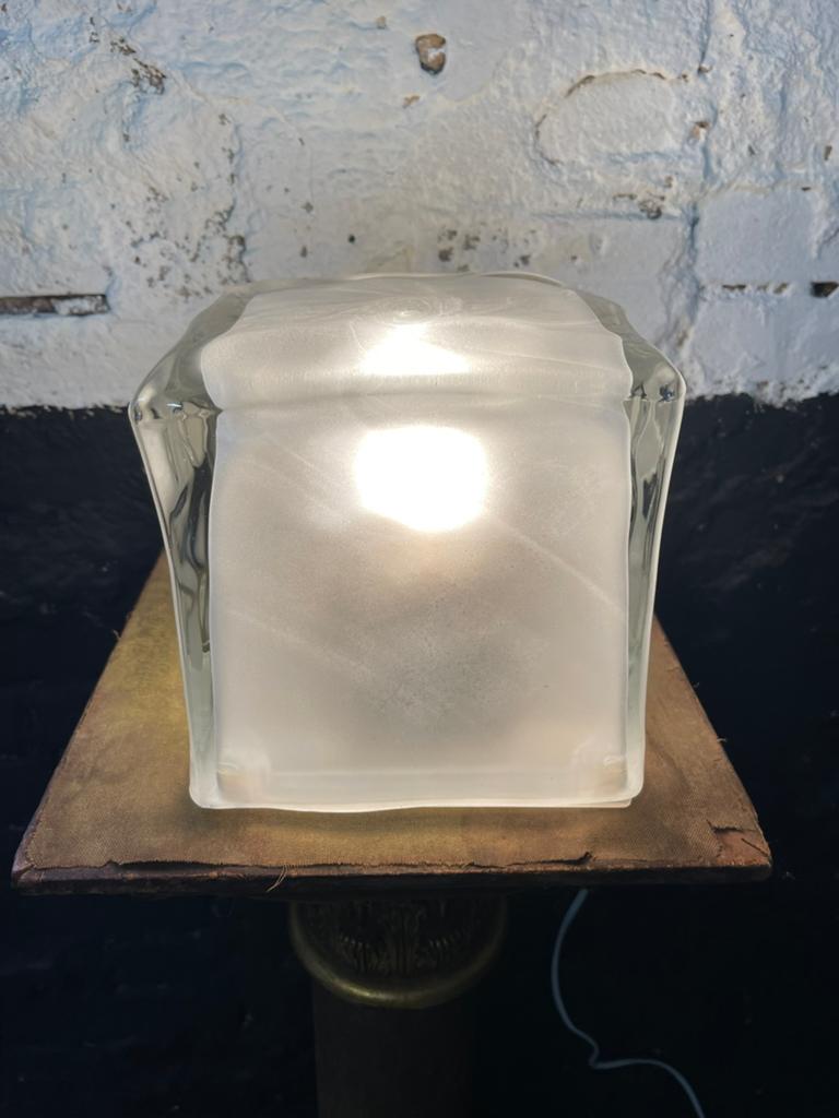 Vintage 90’s Ikea design lamp ice cube ijsblokje Iviken, Gebruikt, Vintage Ikea 9"'s design, Ophalen of Verzenden, Glas