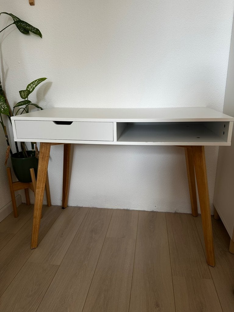 Bureau TAMHOLT 50x100 wit/naturel, Ophalen, Gebruikt, Jysk, 100 cm
