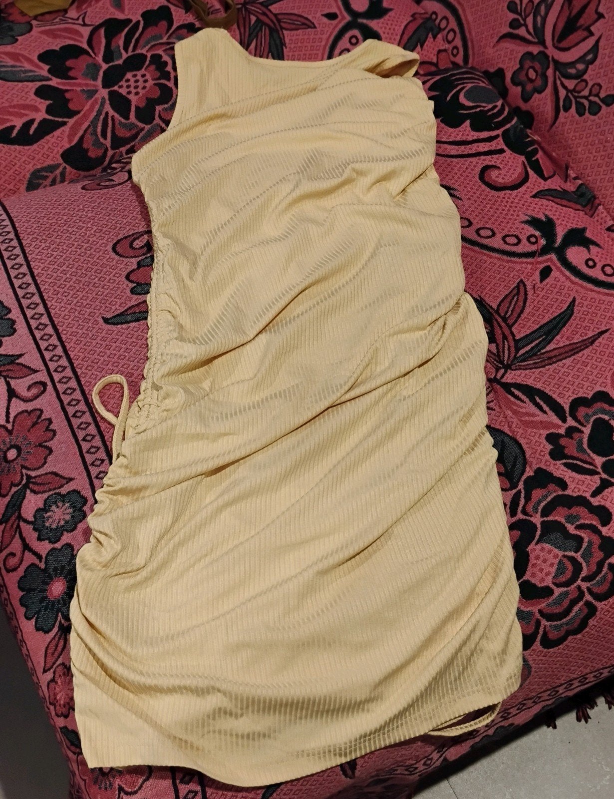 Shein Crinkle Mini Jurk - Beige Maat S, Kleding | Dames, Beige, Ophalen of Verzenden, Zo goed als nieuw, Maat 36 (S)