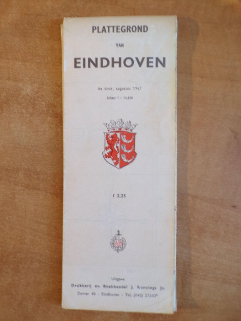 plattegrond Eindhoven J. Koonings, 6e druk, 1967 goede staat, Gelezen, J. Koonings Jzn., Ophalen of Verzenden, Landkaart