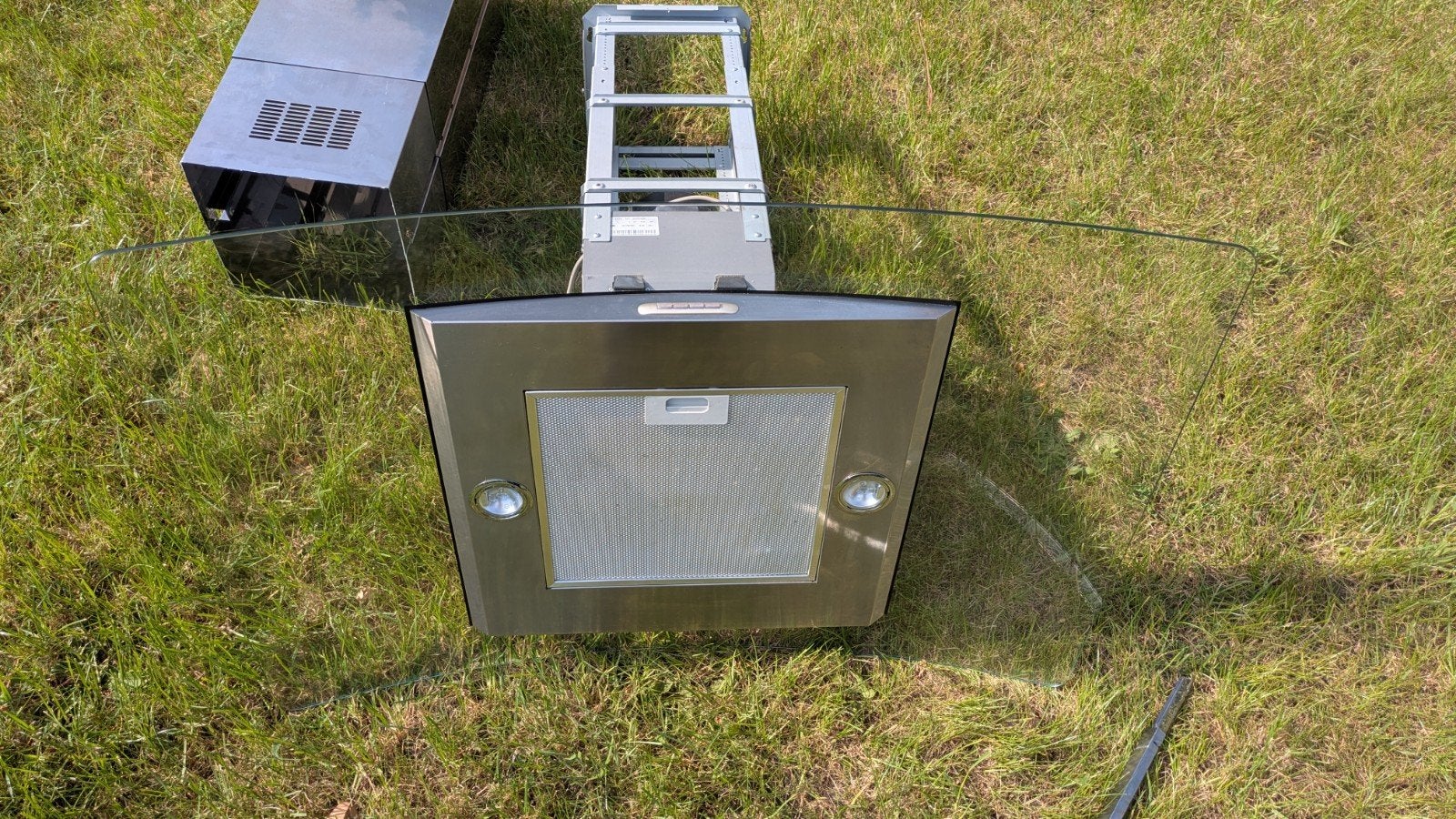 In hoogte verstelbare afzuigkap - Whirlpool AKR 951/1 IX, Ophalen, Gebruikt, Minder dan 200 m³ per uur, Eilandschouwkap