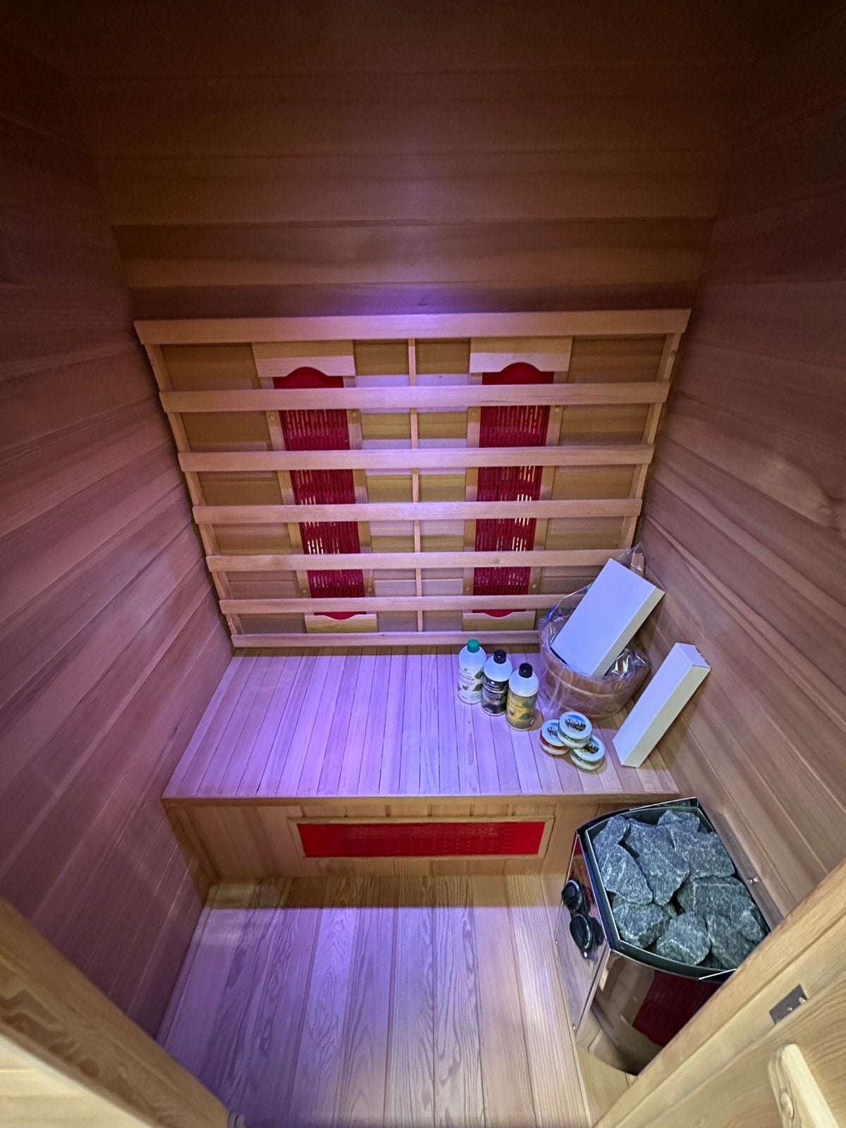 COMBI SAUNA INFRAROOD MET OPGIETKACHEL! 🚚, Sport en Fitness, Sauna, Ophalen of Verzenden, Zo goed als nieuw, Fins of Traditioneel