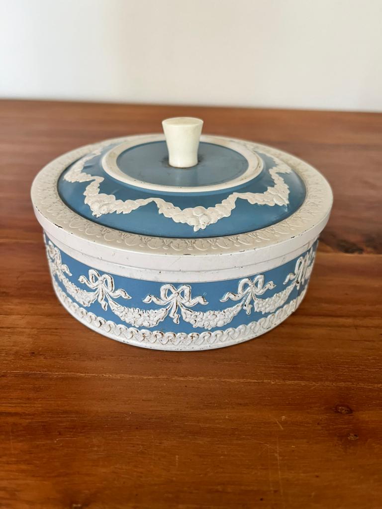 Vintage blauw ronde blik Wedgwood serie, Ophalen of Verzenden, Gebruikt, Overige