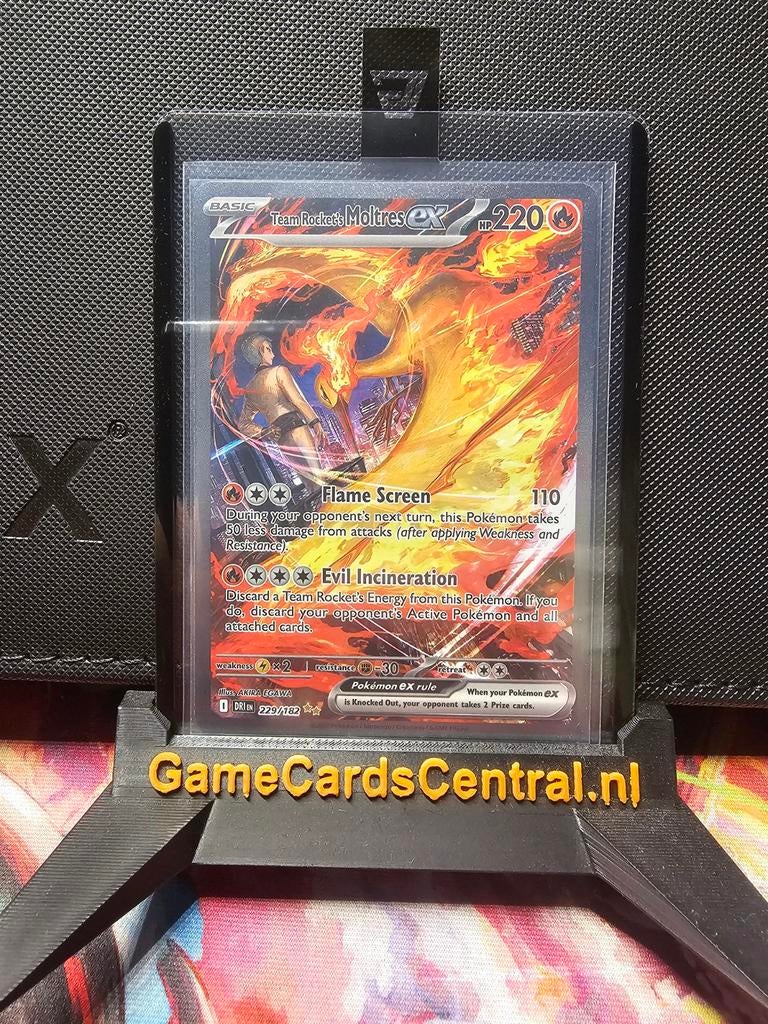 Team Rocket's Moltres ex - Pokémon Kaart, Ophalen of Verzenden, Zo goed als nieuw, Losse kaart, Foil