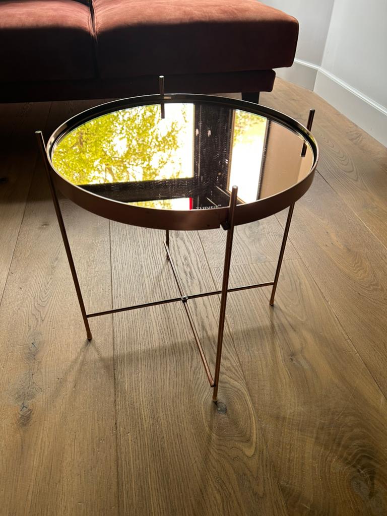 Bijzet tafel merk Zuivel - brons, Huis en Inrichting, Tafels | Bijzettafels, Minder dan 55 cm, Rond, Zo goed als nieuw, Ophalen