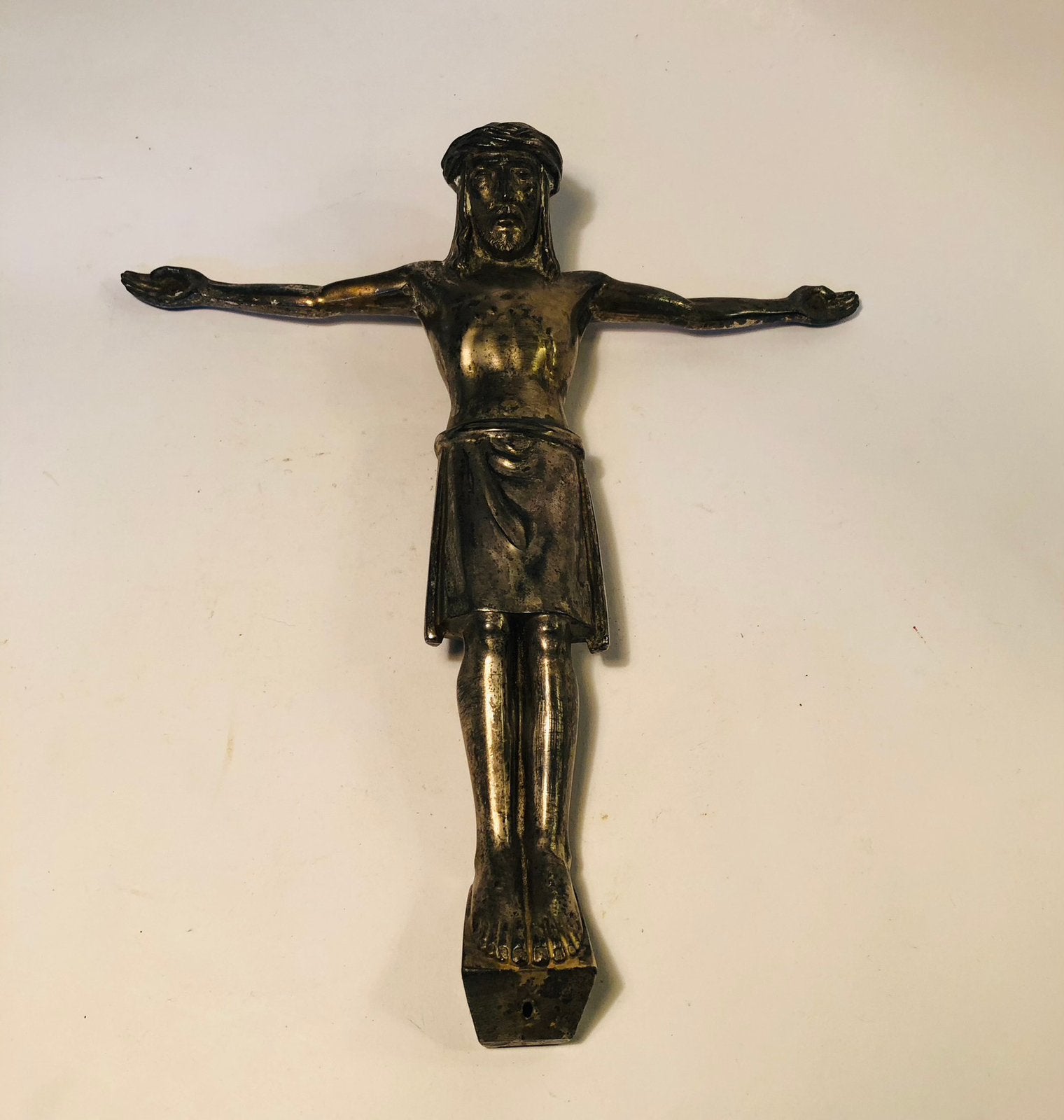 Grote metalen Jezus Christus voor oo een kruis, Verzamelen, Ophalen of Verzenden, Zo goed als nieuw, Beeld(je)