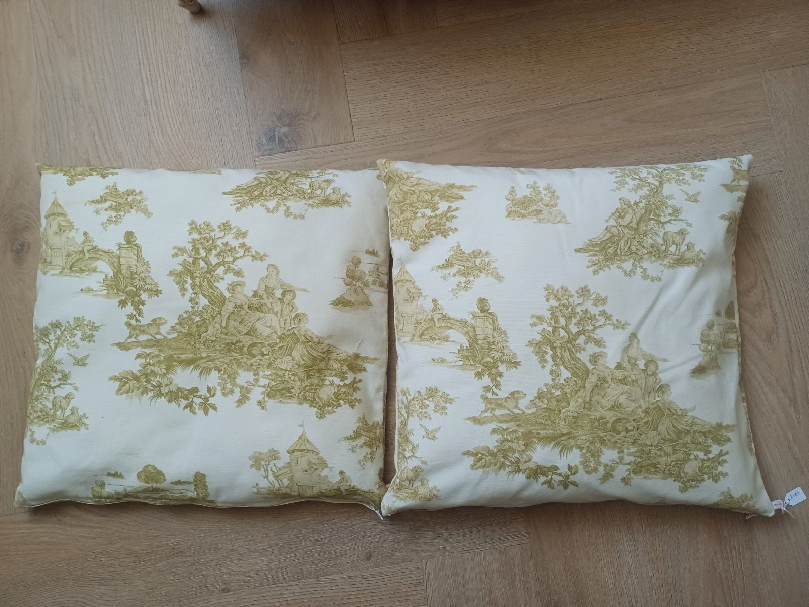 ❤️ 3 kussenhoezen toile de jouy wit groen nieuw, Vierkant, Nieuw, Sierkussen, Wasbaar