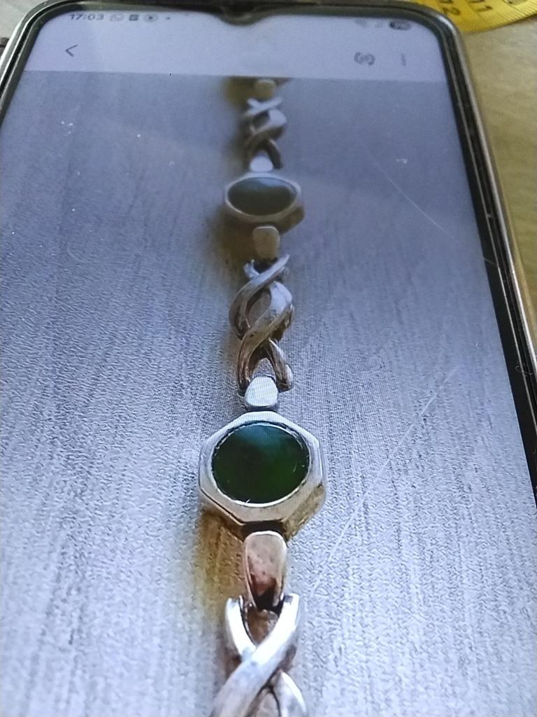 Zilveren armband + jade stenen, Ophalen of Verzenden, Zo goed als nieuw, Met edelsteen, Zilver