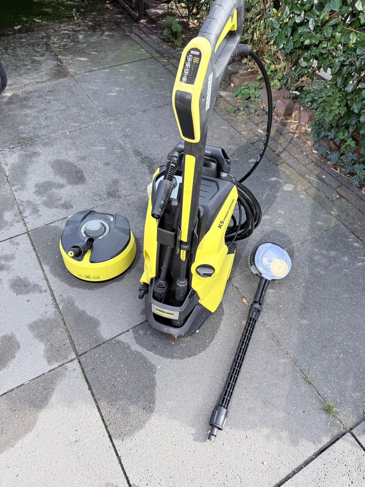 Kärcher K5 Power Control + T-Racer terrasreiniger + borstel, Ophalen, Gebruikt, Elektrisch, Met regelbare waterdruk
